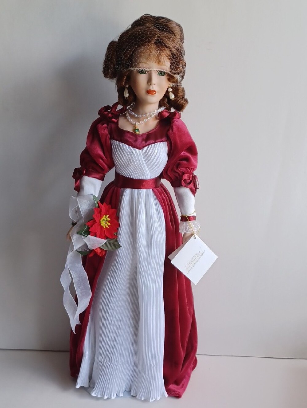 Cherished Moments Vintage Christmas Doll 2001 Christine Noel w/Box Red Velvet